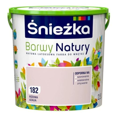 Farba lateksowa Śnieżka Barwy Natury Różowa Azalia 2,5L matowa do ścian i sufitów wewnętrznych odporna na szorowanie