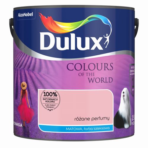 Farba lateksowa Dulux Kolory Świata Różane Perfumy 2,5L do ścian i sufitów matowa odporna na zmywanie do wnętrz
