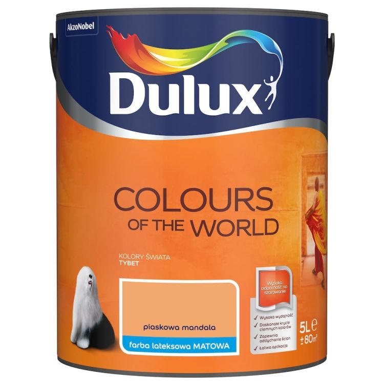 Farba lateksowa Dulux Kolory Świata Piaskowa Mandala 5L do ścian i sufitów matowa odporna na zmywanie do wnętrz