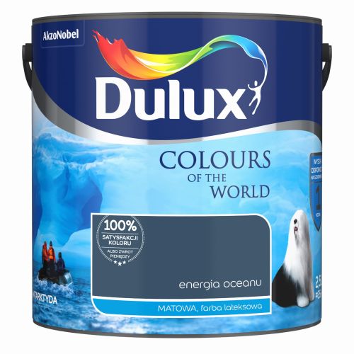 Farba lateksowa Dulux Kolory Świata Energia Oceanu 2,5L do ścian i sufitów matowa odporna na zmywanie do wnętrz