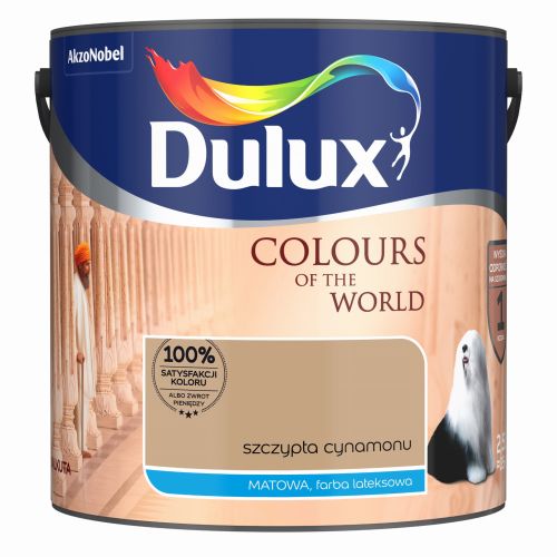 Farba lateksowa Dulux Kolory Świata Szczypta Cynamonu 2,5L do ścian i sufitów matowa odporna na zmywanie do wnętrz