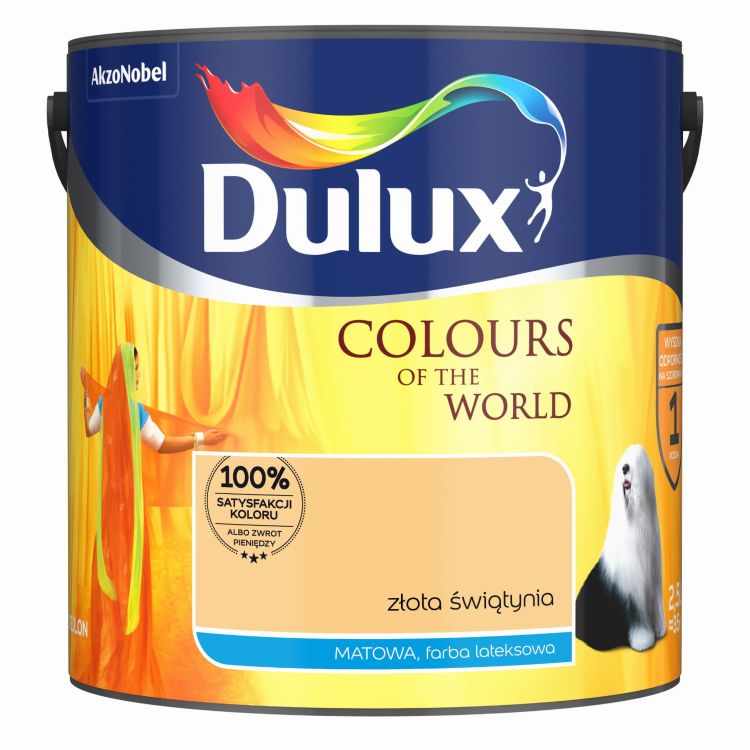 Farba lateksowa Dulux Kolory Świata Złota Świątynia 2,5L do ścian i sufitów matowa odporna na zmywanie do wnętrz