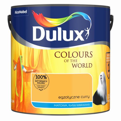 Farba lateksowa Dulux Kolory Świata Egzotyczne Curry 2,5L do ścian i sufitów matowa odporna na zmywanie do wnętrz