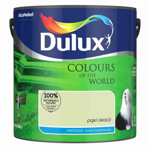Farba lateksowa Dulux Kolory Świata Pąki Akacji 2,5L do ścian i sufitów matowa odporna na zmywanie do wnętrz