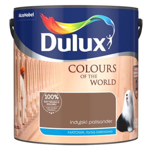 Farba lateksowa Dulux Kolory Świata Indyjski Palisander 2,5L do ścian i sufitów matowa odporna na zmywanie do wnętrz