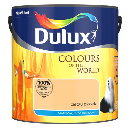 Farba lateksowa Dulux Kolory Świata Ciepły Piasek 2,5L do ścian i sufitów matowa odporna na zmywanie do wnętrz