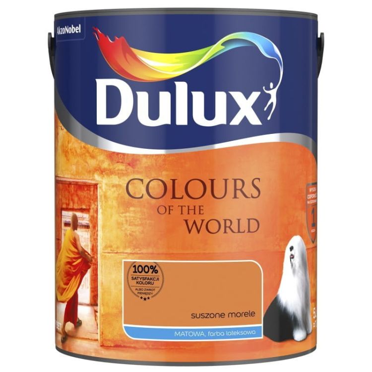 Farba lateksowa Dulux Kolory Świata Suszone Morele 5L do ścian i sufitów matowa odporna na zmywanie do wnętrz