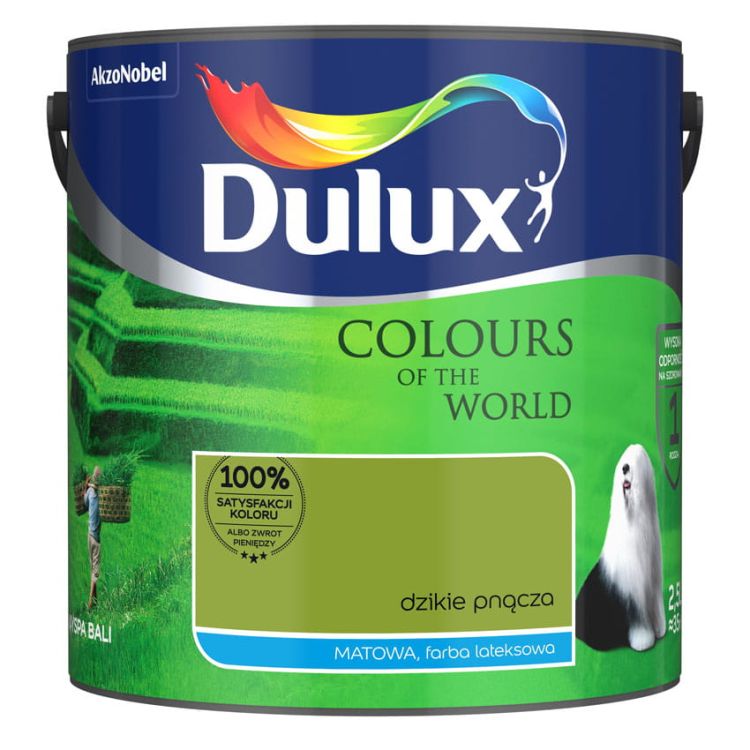 Farba lateksowa Dulux Kolory Świata Dzikie Pnącza 2,5L do ścian i sufitów matowa odporna na zmywanie do wnętrz