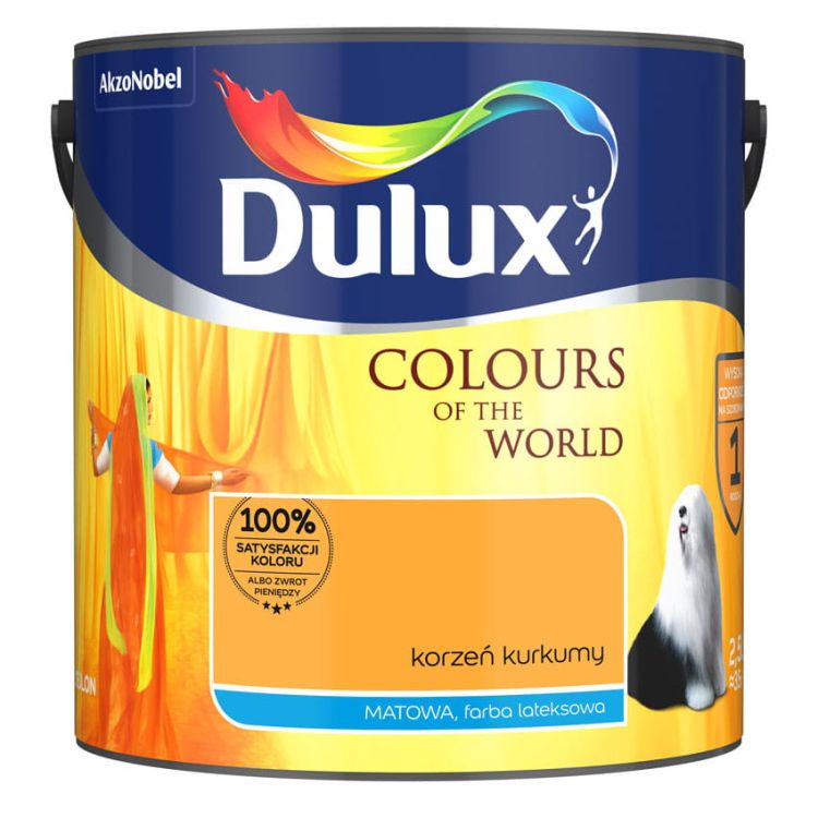 Farba lateksowa Dulux Kolory Świata Korzeń Kurkumy 2,5L do ścian i sufitów matowa odporna na zmywanie do wnętrz