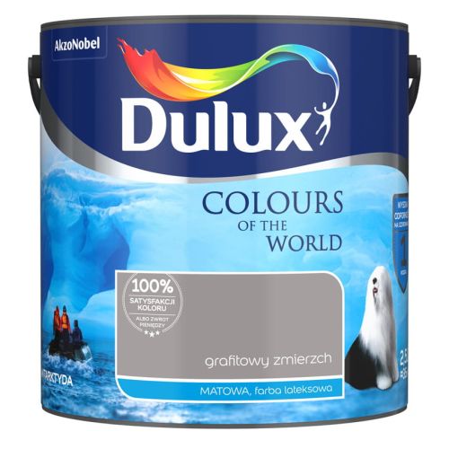 Farba lateksowa Dulux Kolory Świata Grafitowy Zmierzch 2,5L do ścian i sufitów matowa odporna na zmywanie do wnętrz