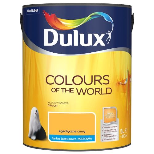 Farba lateksowa Dulux Kolory Świata Egzotyczne Curry 5L do ścian i sufitów matowa odporna na zmywanie do wnętrz