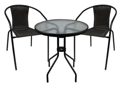 komplet ogrodowy Bistro 2 krzesła + stół czarny