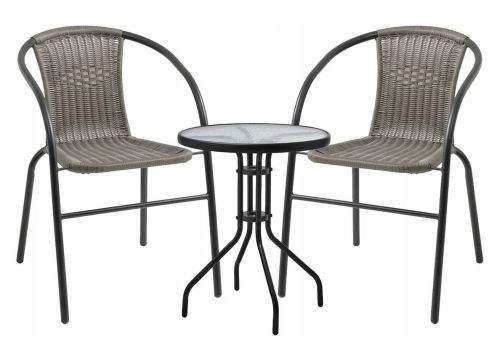 komplet ogrodowy Bistro 2 krzesła + stół brązowy