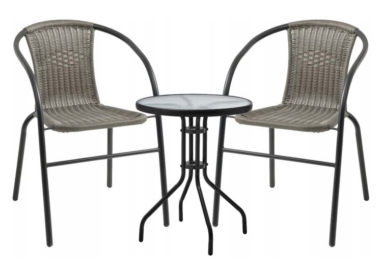 komplet ogrodowy Bistro 2 krzesła + stół brązowy