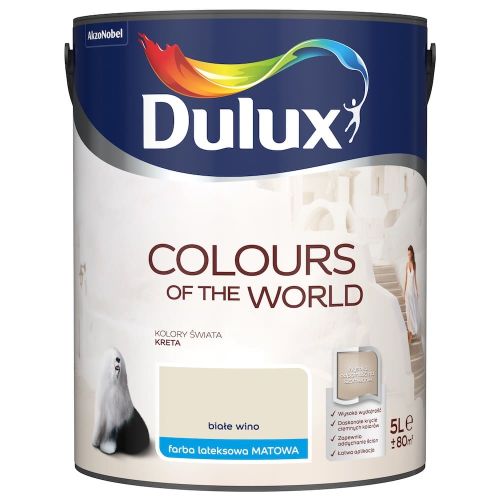 Farba lateksowa Dulux Kolory Świata Białe Wino 5L do ścian i sufitów matowa odporna na zmywanie do wnętrz