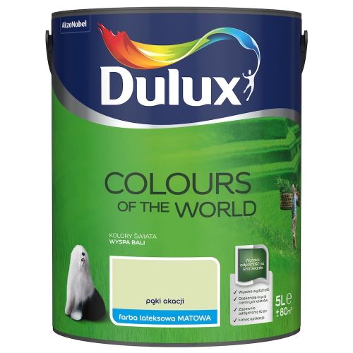 Farba lateksowa Dulux Kolory Świata Pąki Akacji 5L do ścian i sufitów matowa odporna na zmywanie do wnętrz