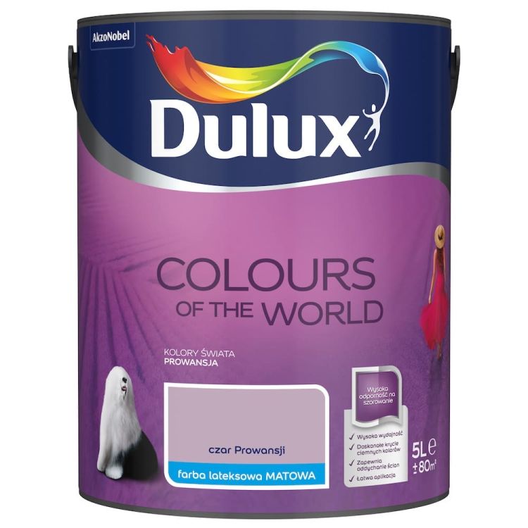 Farba lateksowa Dulux Kolory Świata Czar Prowansji 5L do ścian i sufitów matowa odporna na zmywanie do wnętrz