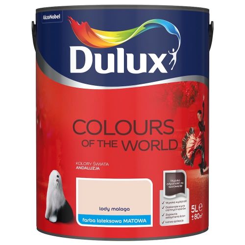 Farba lateksowa Dulux Kolory Świata Lody Malaga 5L do ścian i sufitów matowa odporna na zmywanie do wnętrz
