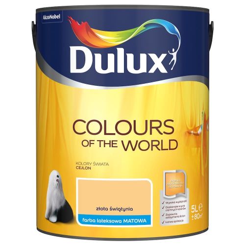 Farba lateksowa Dulux Kolory Świata Złota Świątynia 5L do ścian i sufitów matowa odporna na zmywanie do wnętrz