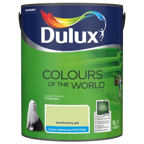Farba lateksowa Dulux Kolory Świata Bambusowy Gaj 5L do ścian i sufitów matowa odporna na zmywanie do wnętrz
