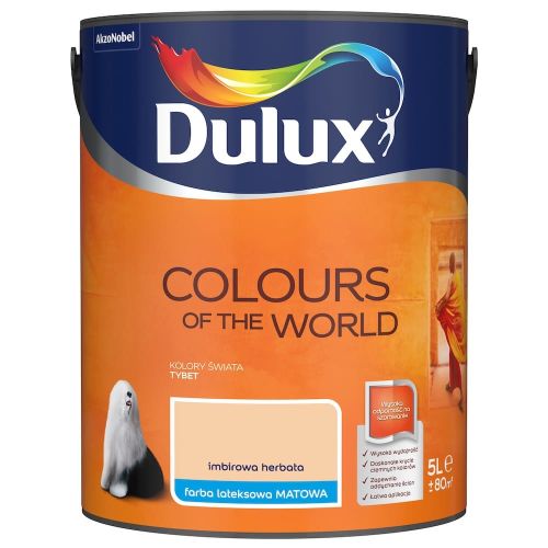 Farba lateksowa Dulux Kolory Świata Imbirowa Herbata 5L do ścian i sufitów matowa odporna na zmywanie do wnętrz