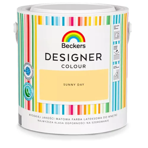 Farba lateksowa Beckers Designer Colour Sunny Day 2,5L plamoodporna matowa do ścian i sufitów