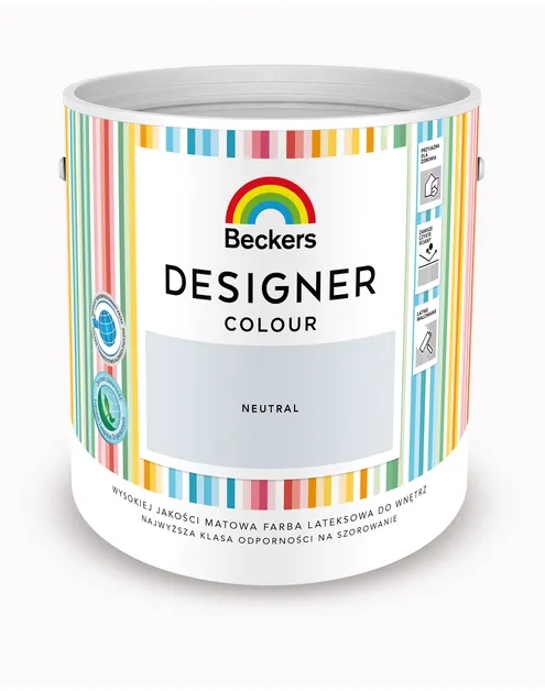 Farba lateksowa Beckers Designer Colour Neutral 2,5L plamoodporna matowa do ścian i sufitów