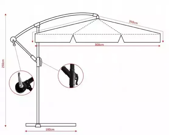 Parasol ogrodowy 3m ze stojakiem zielony – zdjęcie 3