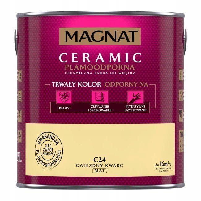Farba Magnat Ceramic C24 Gwiezdny Kwarc 2,5L do ścian i sufitów odporna na plamy i szorowanie do wnętrz