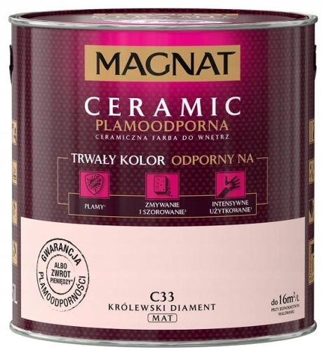 Farba Magnat Ceramic C33 Królewski Diament 2,5L do ścian i sufitów odporna na plamy i szorowanie do wnętrz