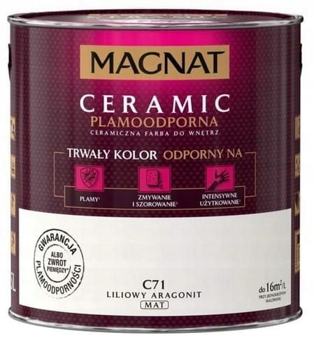 Farba Magnat Ceramic C71 Liliowy Aragonit 2,5L do ścian i sufitów odporna na plamy i szorowanie do wnętrz