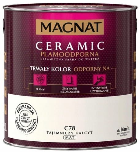 Farba Magnat Ceramic C78 Tajemniczy Kalcyt 2,5L do ścian i sufitów odporna na plamy i szorowanie do wnętrz