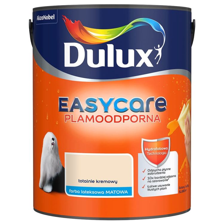 Farba lateksowa Dulux EasyCare Totalnie Kremowy 5L plamoodporna hydrofobowa do ścian i sufitów matowa
