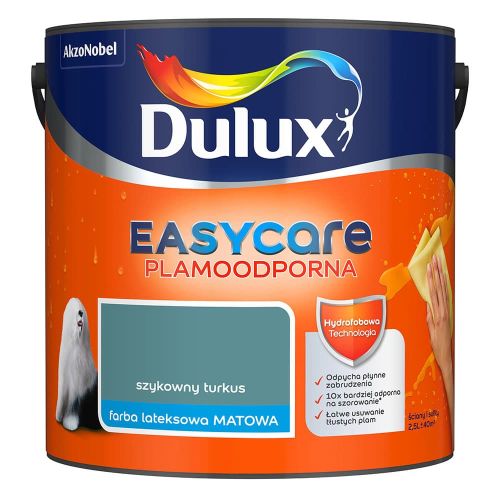 Farba lateksowa Dulux EasyCare Szykowny Turkus 2,5L plamoodporna hydrofobowa do ścian i sufitów matowa