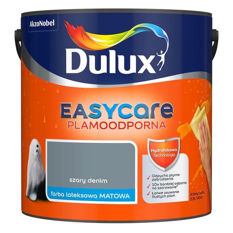 Farba lateksowa Dulux EasyCare Szarozielony Minimalizm 2,5L plamoodporna hydrofobowa do ścian i sufitów matowa