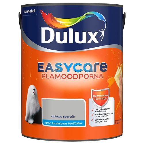 Farba lateksowa Dulux EasyCare Stalowa Szarość 5L plamoodporna hydrofobowa do ścian i sufitów matowa