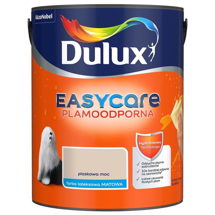 Farba lateksowa Dulux EasyCare Piaskowa Moc 5L plamoodporna hydrofobowa do ścian i sufitów matowa