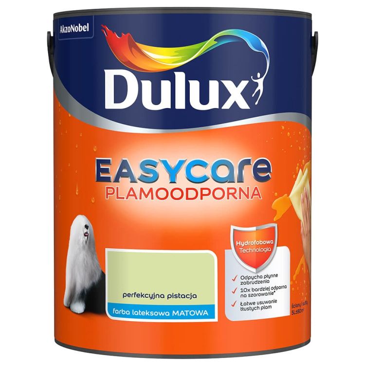 Farba lateksowa Dulux EasyCare Perfekcyjna Pistacja 5L plamoodporna hydrofobowa do ścian i sufitów matowa