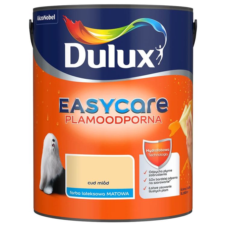 Farba lateksowa Dulux EasyCare Cud Miód 5L plamoodporna hydrofobowa do ścian i sufitów matowa