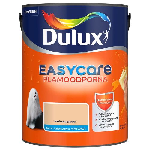 Farba lateksowa Dulux EasyCare Matowy Puder 5L plamoodporna hydrofobowa do ścian i sufitów matowa