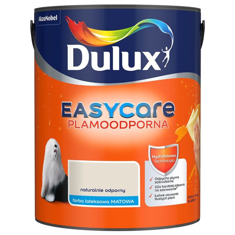 Farba lateksowa Dulux EasyCare Naturalnie Odporny 5L plamoodporna hydrofobowa do ścian i sufitów matowa