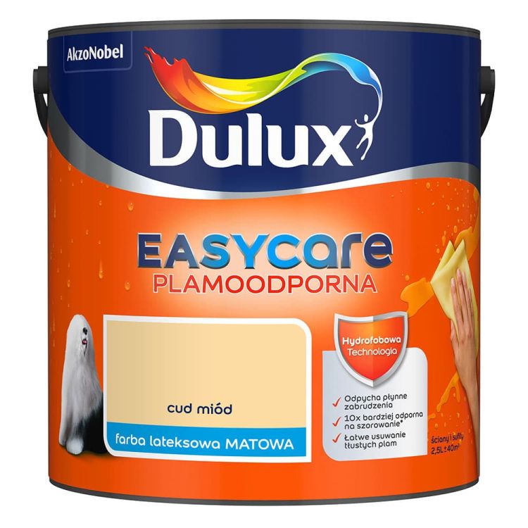 Farba lateksowa Dulux EasyCare Cud Miód 2,5L plamoodporna hydrofobowa do ścian i sufitów matowa