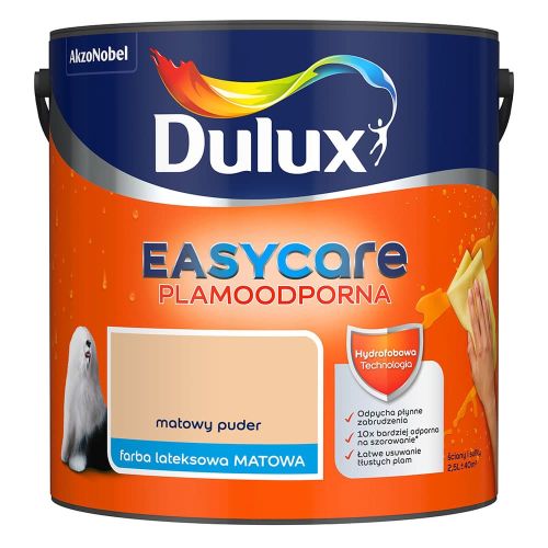 Farba lateksowa Dulux EasyCare Matowy Puder 2,5L plamoodporna hydrofobowa do ścian i sufitów matowa