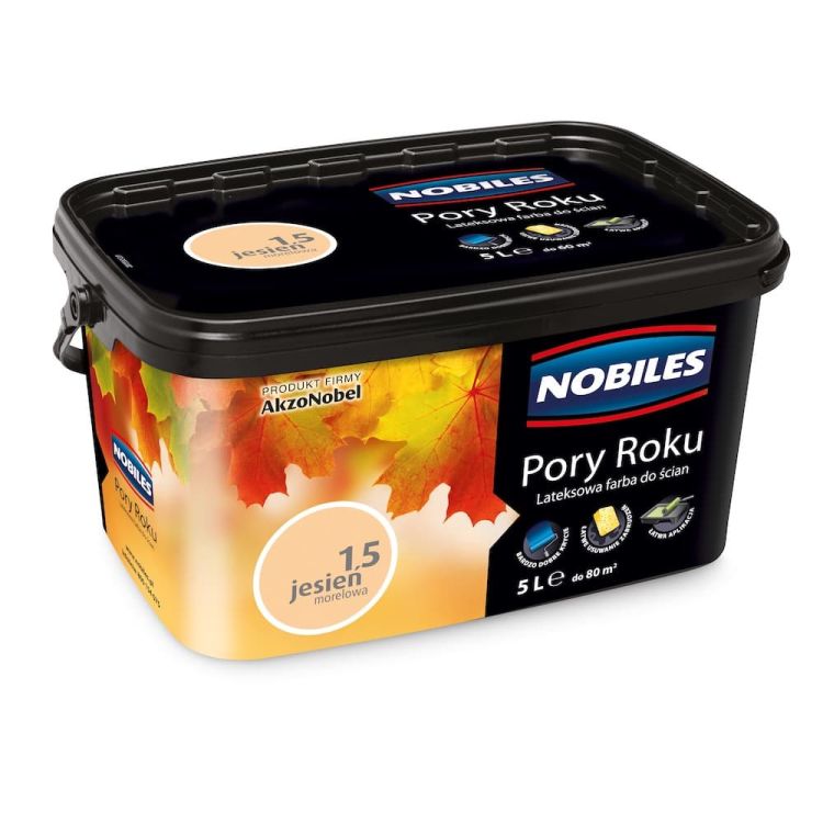 Farba lateksowa Nobiles Pory Roku Jesień Morelowa 5L matowa do ścian i sufitów do wnętrz