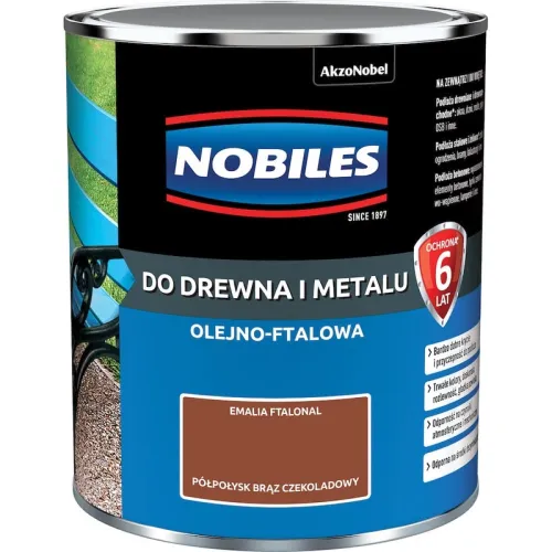 Farba alkidowa Nobiles Ftalonal Brąz 0,7L półpołysk do drewna metalu i betonu nawierzchniowa do wnętrz i na zewnątrz