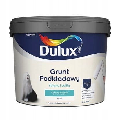 Farba podkładowa Dulux Grunt Podkładowy 8L lateksowa do ścian i sufitów wyrównująca chłonność podłoża