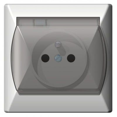 Akcent gniazdo bryzgoszczelne z uziemieniem wieczko przeżroczyste – zdjęcie 1