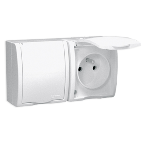 Gniazdo podwójne z klapką natynkowe hermetyczne IP54 Simon   Aquarius  – zdjęcie 1