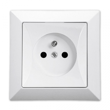 Opal gniazdo pojedyńcze białe z uziemieniem – zdjęcie 1