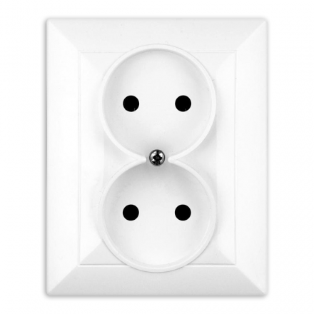 Opal gniazdo podwójne bez uziemienia białe – zdjęcie 1